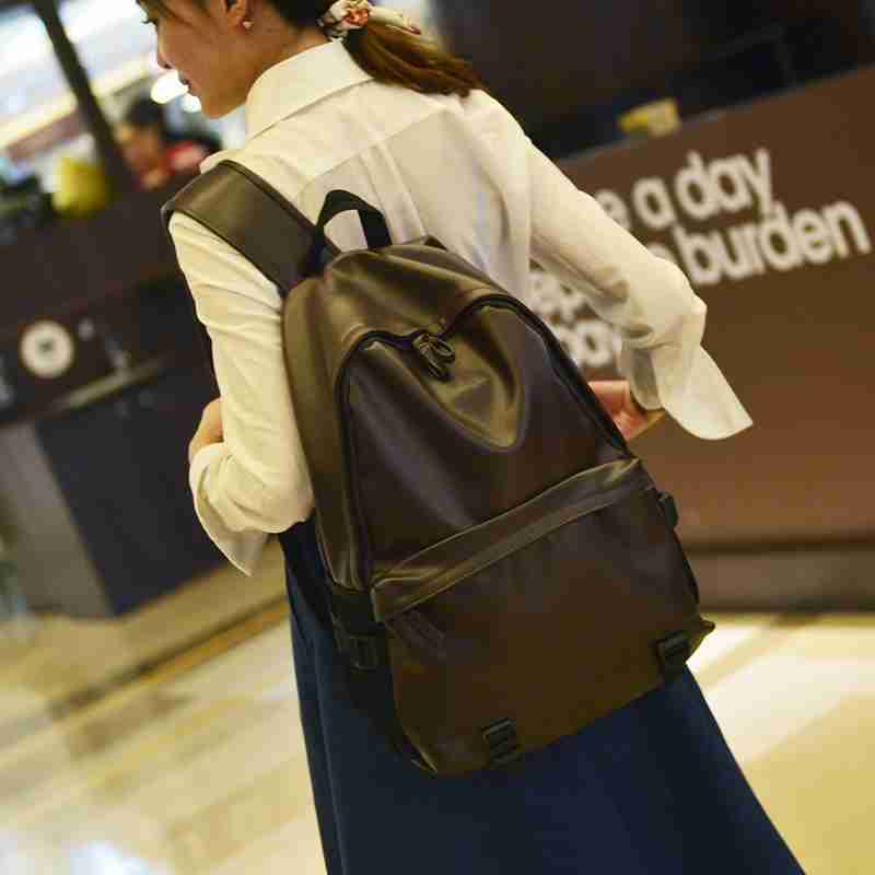 韩国街拍情侣复古双肩背包