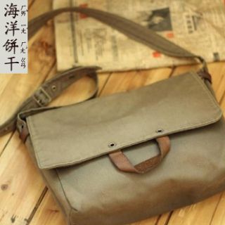 清新文艺范白色手工帆布包休闲