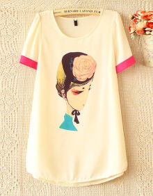 复古文艺风美女头像印花