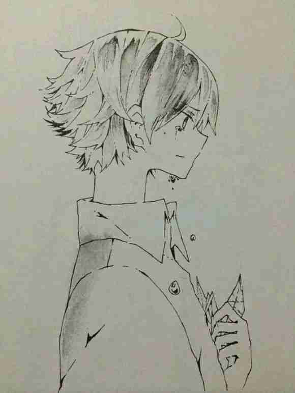 手绘黑白情侣男♂