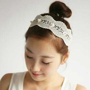 复古蕾丝珍珠皮筋松紧头