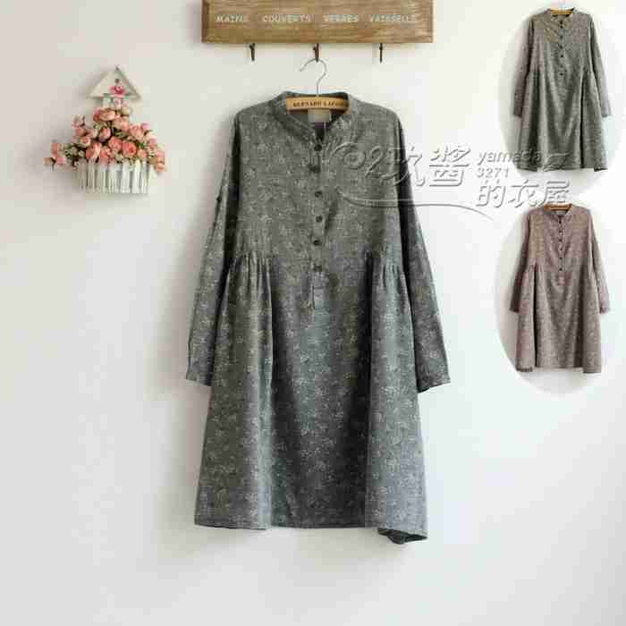 立领连衣裙碎花伤心绝望