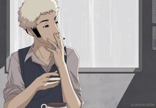 动漫男生抽烟伤感图片