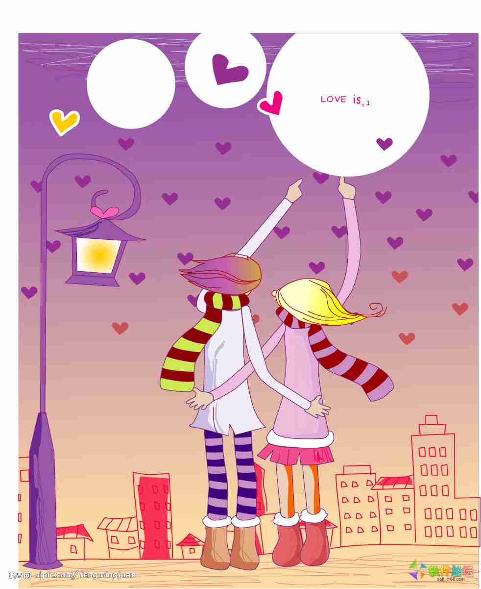 初恋男孩女孩卡通插画