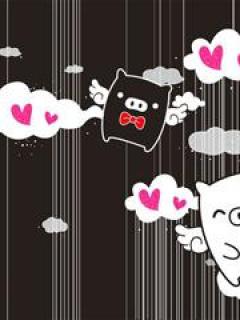 淡淡伤感可爱黑白情侣猪