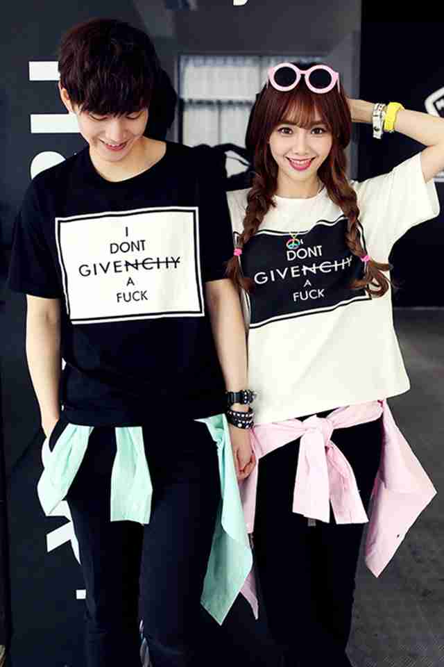 黑白字母情侣短袖t恤