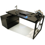 钢化玻璃转角白色写字台