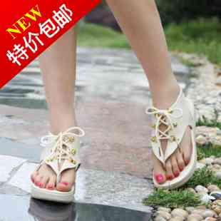 系带休闲民族风平跟凉鞋女