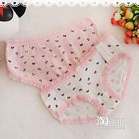 外贸日单女士纯棉粉色可爱卡通小熊蕾丝花边低腰三角