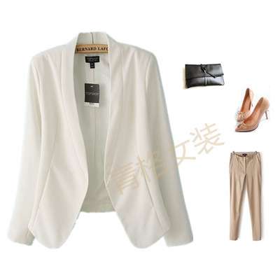 外单ol通勤简约女无扣麻类小