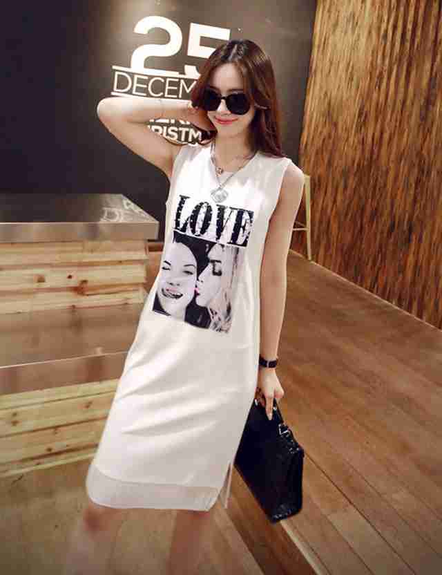 简约女装修身显瘦无袖圆领背心连衣裙短裙女式裙子