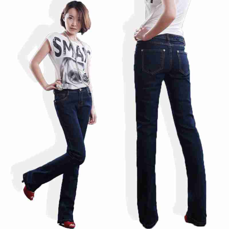 牛仔裤女微喇长裤