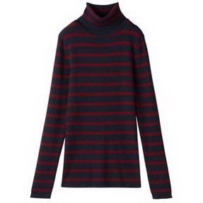 女羊毛宽横纹螺纹高领