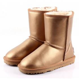 雪地靴女欧美女靴子坡跟短靴磨砂牛皮