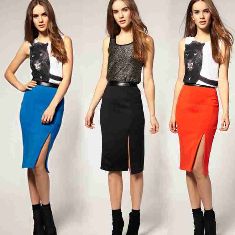 天天特价职业裙欧美女裙中裙开叉半身裙一步裙