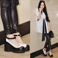 欧美女高帮真皮大头女靴清新皮鞋复古休闲女鞋