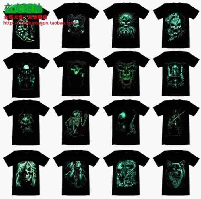 金属天堂正品夜光潮男印花纹身短袖t恤个性另类嘻哈