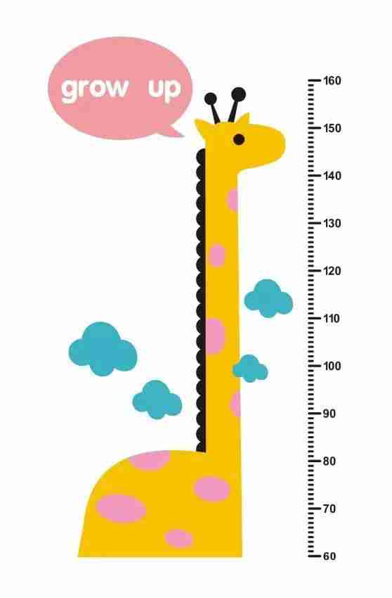 长颈鹿卡通儿童身高尺墙贴矢量图下载