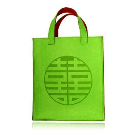 高档羊毛毡双喜拎包拎带