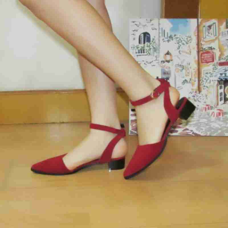 性感斜口羊反绒平