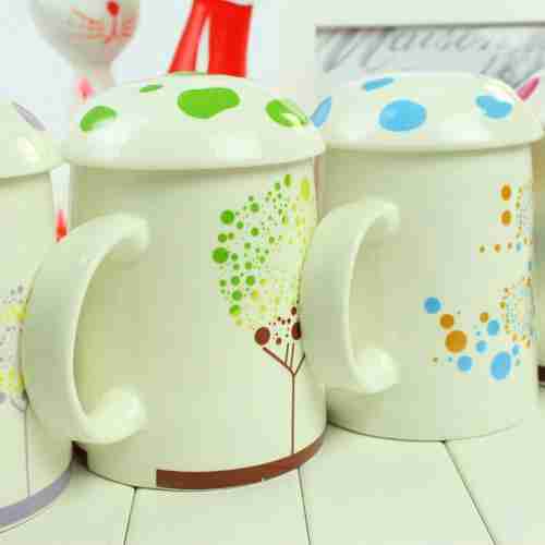 十二星座双层杯创意带盖陶瓷杯马克杯咖啡杯情侣