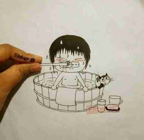 教漫画小男孩起床~超可爱