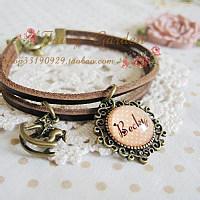 复古真皮牛皮手链星座照片姓名字定制订制情侣闺蜜女