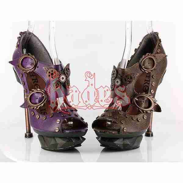 海外代购欧美朋克风性感鱼嘴女鞋复古风个性防水