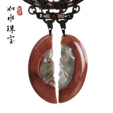 金镶玉翡翠玉观音佛情侣对吊坠金玉满堂千足金