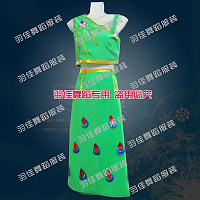 热卖绿色儿童傣族女装孔雀舞孔雀裙儿童舞蹈服装