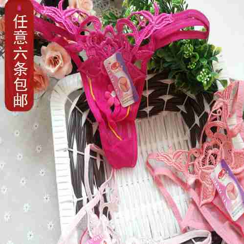 绣牡丹花丁字裤t裤性感