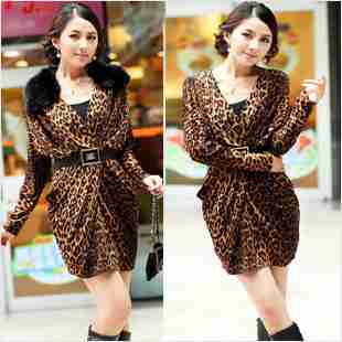 性感豹纹连衣裙