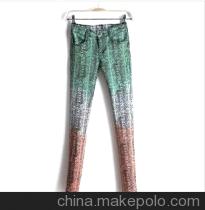 时尚个性扎染晕染修身提臀小脚裤