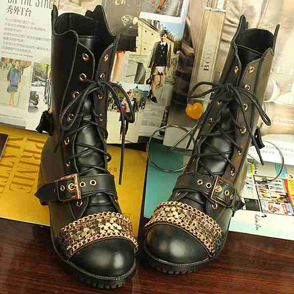 欧美机车靴马丁短靴显瘦性感