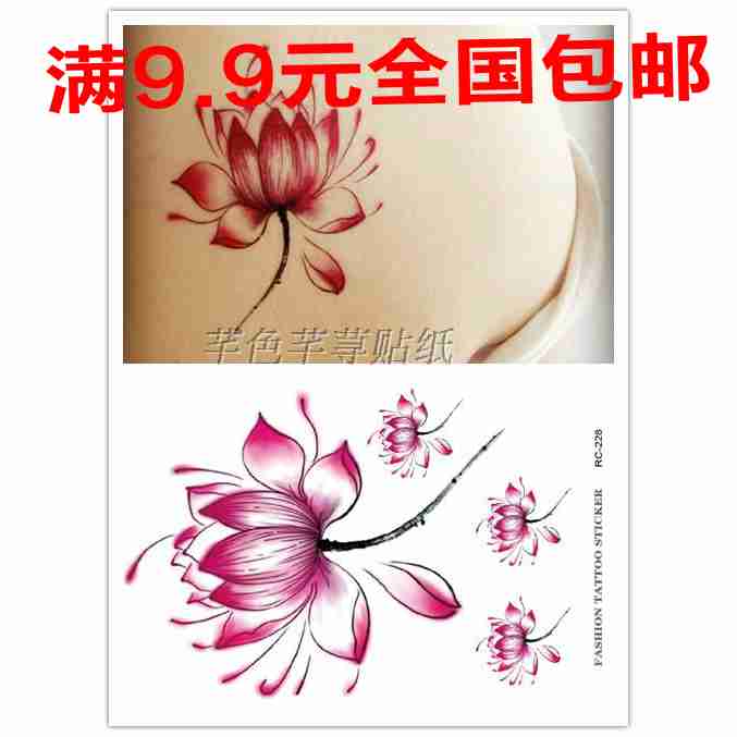 禅意唯美莲花性感纹身贴