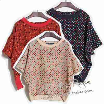 小清新浅绿色波点t恤