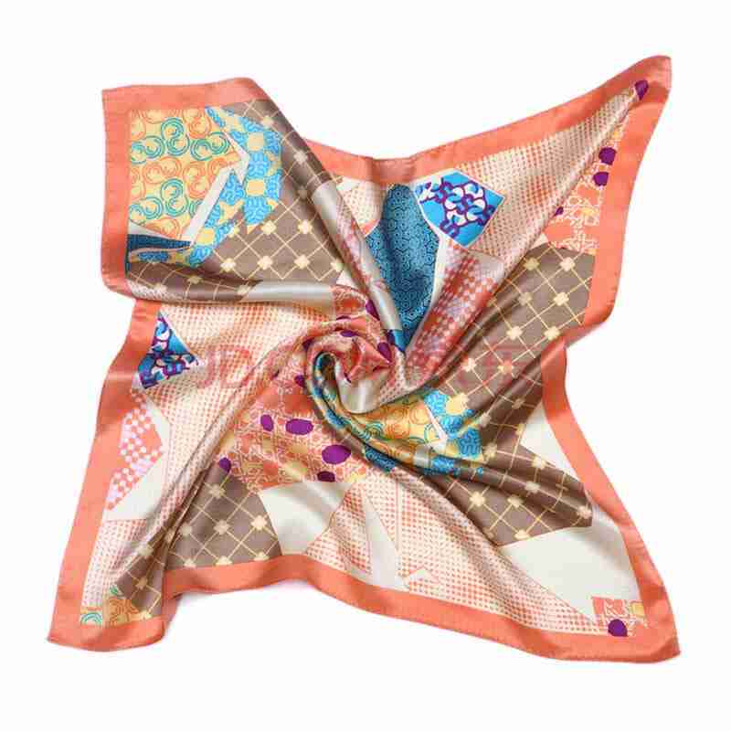 忻兰shineline小清新七巧板真丝丝巾