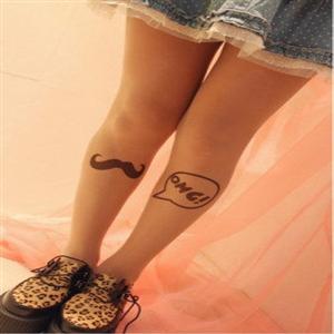 日本原宿假纹身爱心丝袜连裤袜女袜