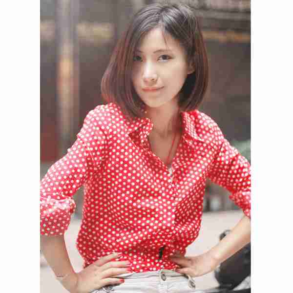 日韩森林系小清新波点衬衫