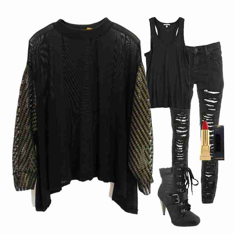 金属色袖子性感