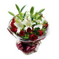 红色好看的百合花微信头像