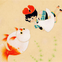 个性复古插画头像图片 插画美女童年的快乐