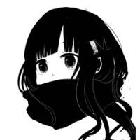 简单黑白卡通女生头像