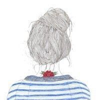 手绘个性女生背影头像