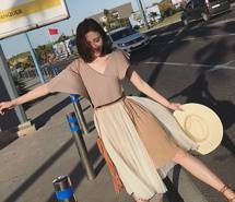 时尚好看的女神唯美半身裙褶潮服装穿搭图片