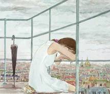 高清伤感寂寞女生唯美插画图片