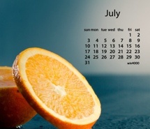 2017年7月日历夏季甜蜜水蜜桃电脑桌面壁纸