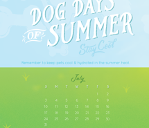 可爱卡通2017年7月清新日历待机桌面壁纸