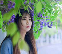 紫藤花下唯美美女清新意境伤感图片