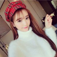 清纯长发白毛衣